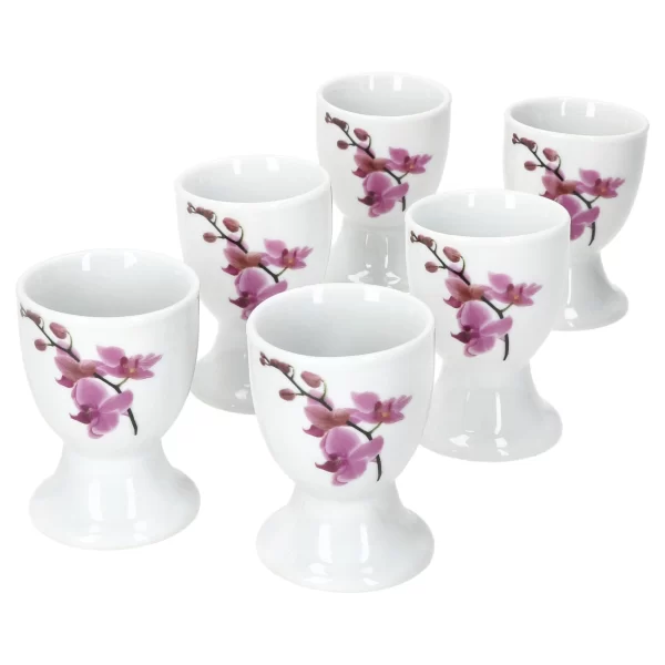Null 6er Set Kyoto Eierbecher 6 Personen Lilafarbene Orchideen – 6 X Eierbecher 1